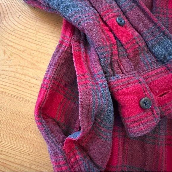 Madewell red gray flannel button down with pockets women XS Cotton - Picture 7 of 12